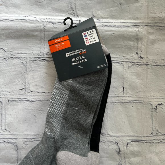 Mountain Warehouse IsoCool Ankle Socks 3 Pack - Picture 2 of 4